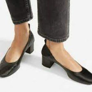 J. Crew Anya Black Leather Block Heels